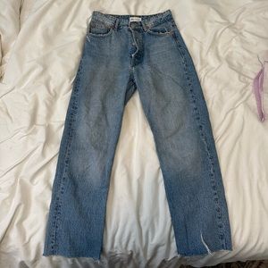 Zara hi-rise straight leg jean trf light wash